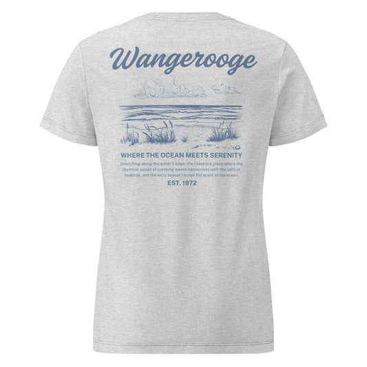 Serenity Shore T-Shirt DamenUnser Serenity Shore T-Shirt für Damen sitzt leicht tailliert und locker - ideal für jeden Tag. Produkt Details • 100% Baumwolle (Grau enthält 10% Polyester) • Leicht tailliert und locker sitzend • Schmal gerippter Kragen Größe